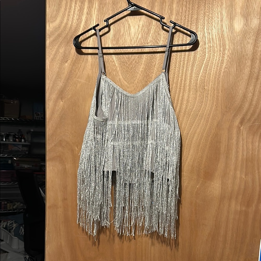 Silver Fringe Tank Top